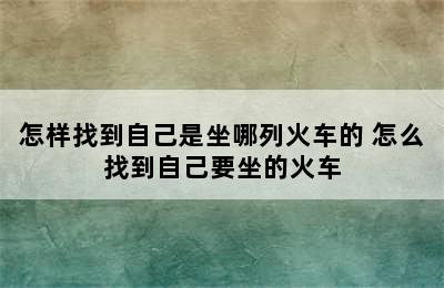 怎样找到自己是坐哪列火车的 怎么找到自己要坐的火车